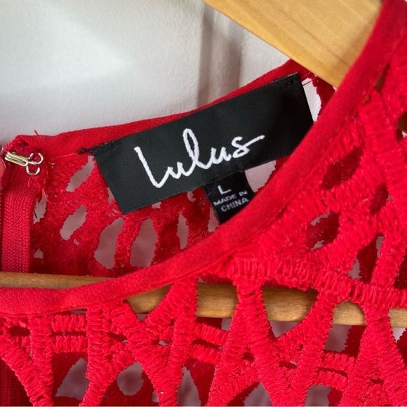 Lulus Charlee Red Lace Sleeveless Midi Dress Size Large - Picture 4 of 15